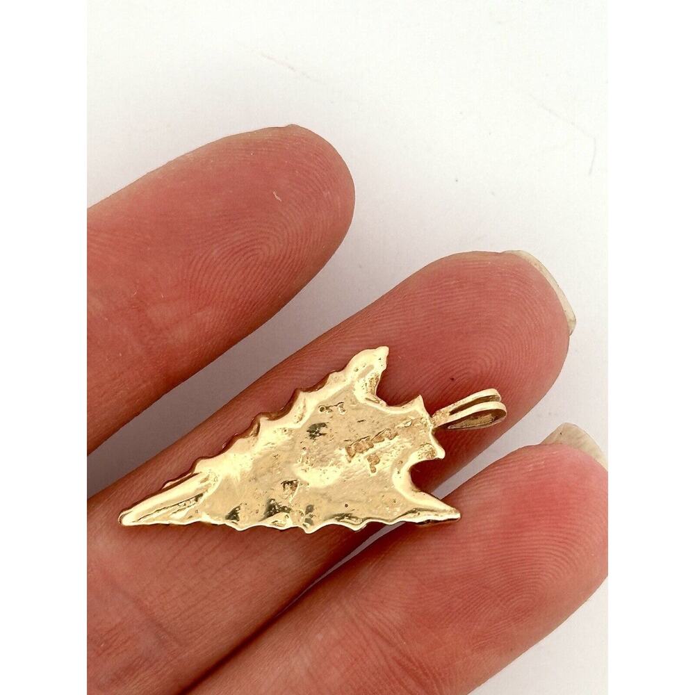 14k Solid Gold Native American Arrowhead Pendant … - image 5